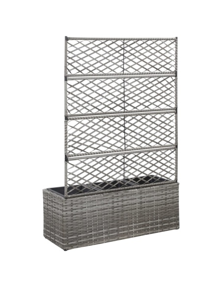 Пергола висока леха с 3 саксии, 83x30x130 см, полиратан, сива