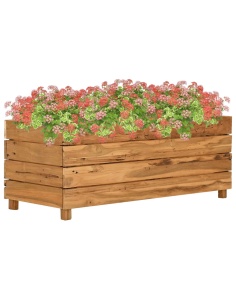 Повдигната леха 100x40x38 см рециклирано тиково дърво и стомана