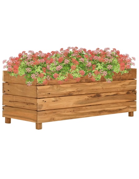 Повдигната леха 100x40x38 см рециклирано тиково дърво и стомана