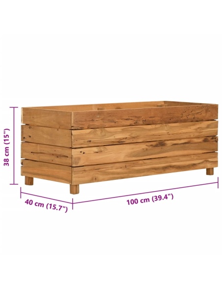 Повдигната леха 100x40x38 см рециклирано тиково дърво и стомана