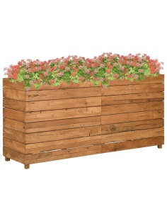 Повдигната леха 150x40x72 см рециклирано тиково дърво и стомана