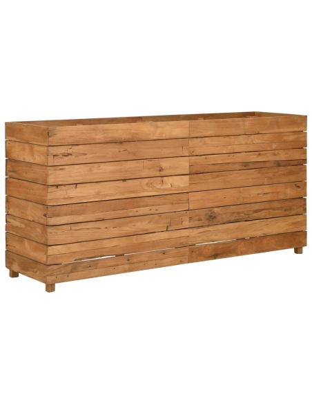 Повдигната леха 150x40x72 см рециклирано тиково дърво и стомана