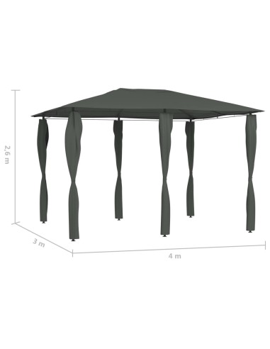 Шатра с покривала на стълбовете, 3x4x2,6 м, антрацит, 160 г/м²