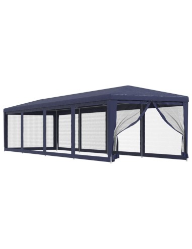 Парти палатка с 10 мрежести странични стени, синя, 3x12 м, HDPE