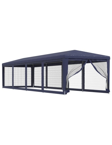 Парти палатка с 10 мрежести странични стени, синя, 3x12 м, HDPE