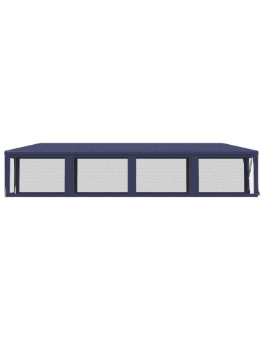 Парти палатка с 10 мрежести странични стени, синя, 3x12 м, HDPE