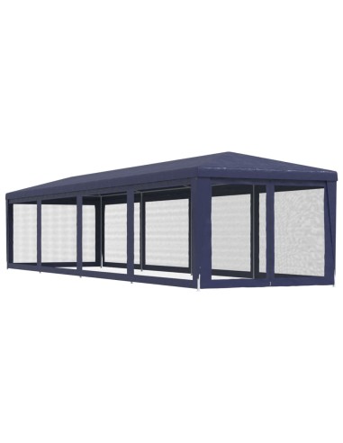 Парти палатка с 10 мрежести странични стени, синя, 3x12 м, HDPE
