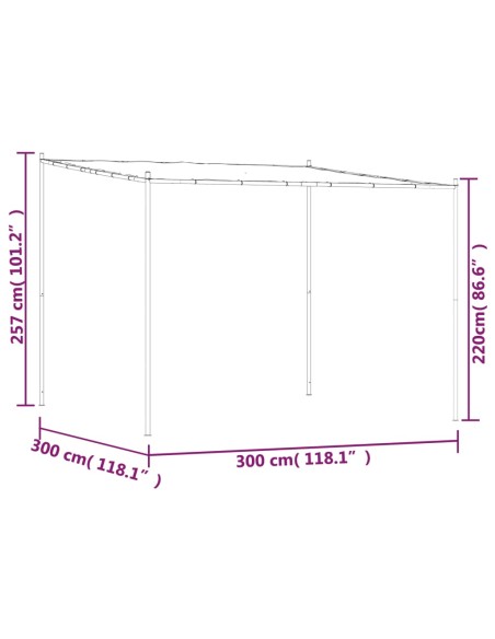 Шатра, бежова, 3x3 м, 180 г/м², плат и стомана
