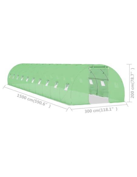 Оранжерия 45 м² 15x3x2 м