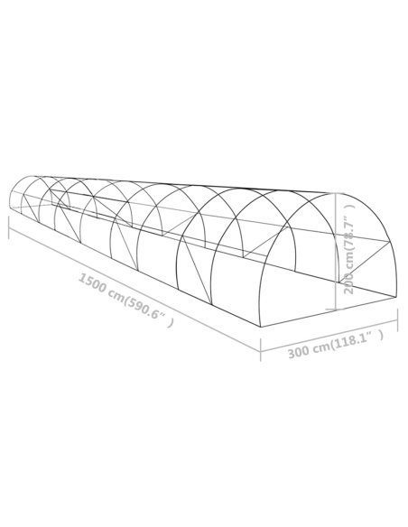 Оранжерия 45 м² 15x3x2 м