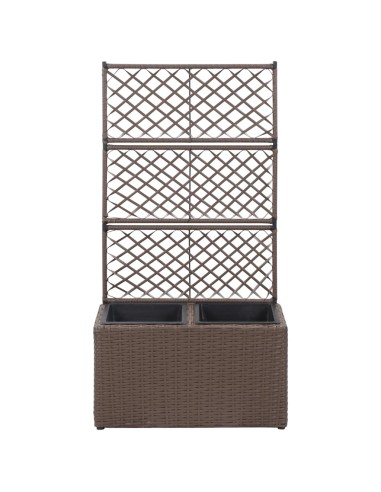 Пергола висока леха с 2 саксии, 58x30x107 см, полиратан, кафява