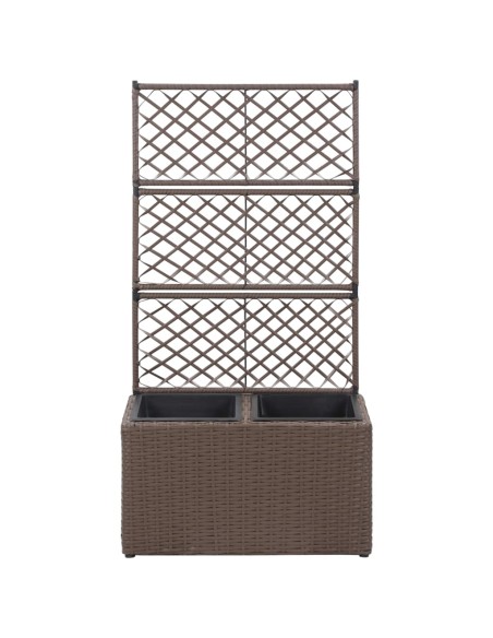 Пергола висока леха с 2 саксии, 58x30x107 см, полиратан, кафява