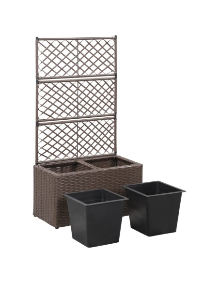 Пергола висока леха с 2 саксии, 58x30x107 см, полиратан, кафява