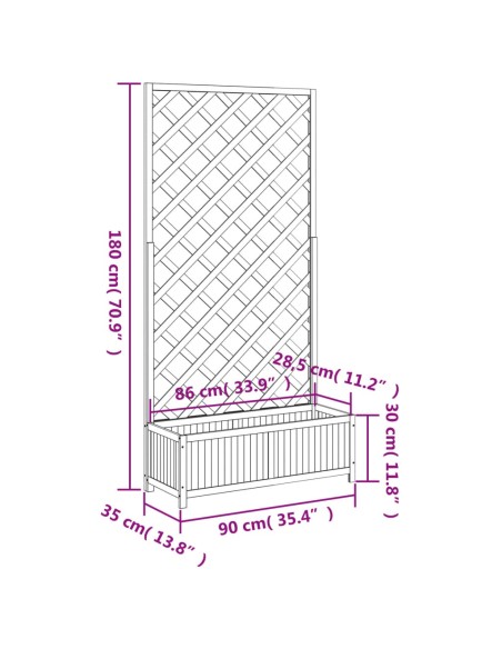 Кашпа с пергола, черно, масивна ела
