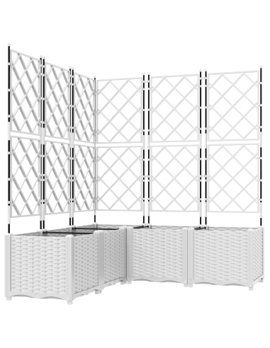 Градинска саксия с пергола 5 броя Бяла 120x120x143 см