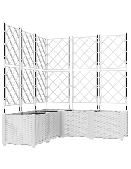 Градинска саксия с пергола 5 броя Бяла 120x120x143 см