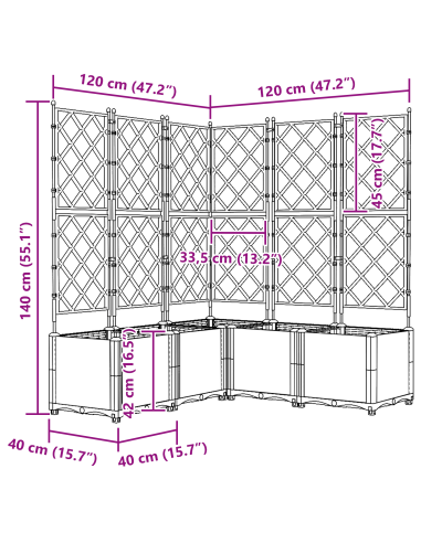 Градинска саксия с пергола 5 броя Бяла 120x120x143 см