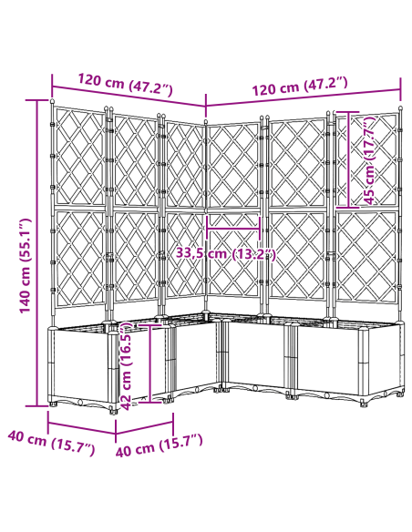 Градинска саксия с пергола 5 броя Бяла 120x120x143 см