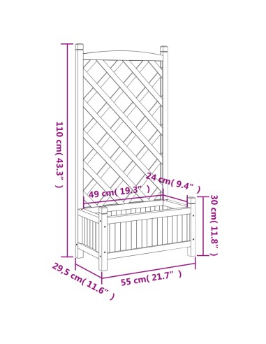 Кашпа с пергола, сиво, масивна ела