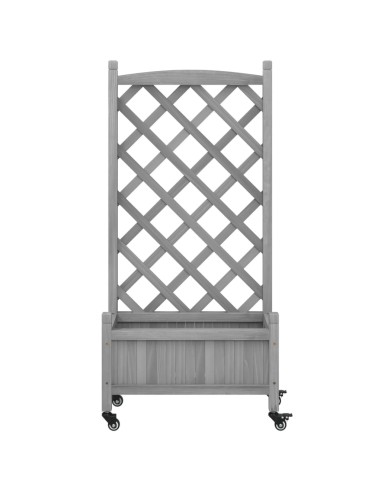 Кашпа с пергола и колелца, сиво, масивна ела