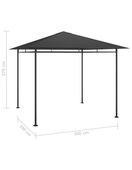 Беседка, 3x3x2,7 м, антрацит, 180 г/м²