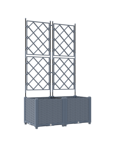 Градинска саксия с пергола 2 бр. Светлосиво 80x40x143 см