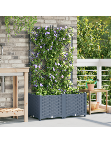 Градинска саксия с пергола 2 бр. Светлосиво 80x40x143 см