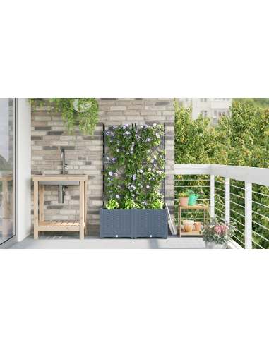 Градинска саксия с пергола 2 бр. Светлосиво 80x40x143 см