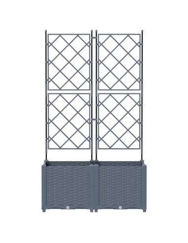 Градинска саксия с пергола 2 бр. Светлосиво 80x40x143 см
