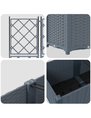 Градинска саксия с пергола 2 бр. Светлосиво 80x40x143 см