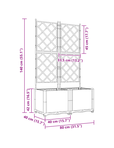 Градинска саксия с пергола 2 бр. Светлосиво 80x40x143 см