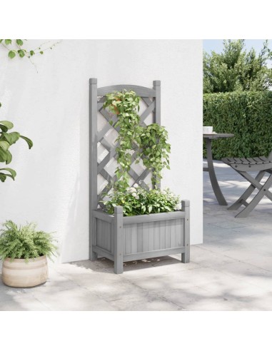 Кашпа с пергола, сиво, масивна ела