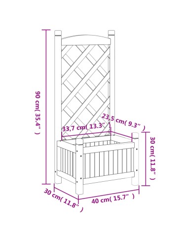 Кашпа с пергола, сиво, масивна ела