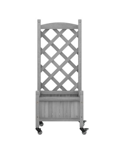 Кашпа с пергола и колелца, сиво, масивна ела