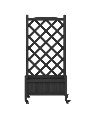 Кашпа с пергола и колелца, черно, масивна ела