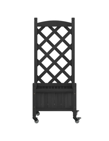 Кашпа с пергола и колелца, черно, масивна ела