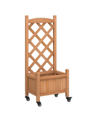 Кашпа с пергола и колелца, кафяво, масивна ела