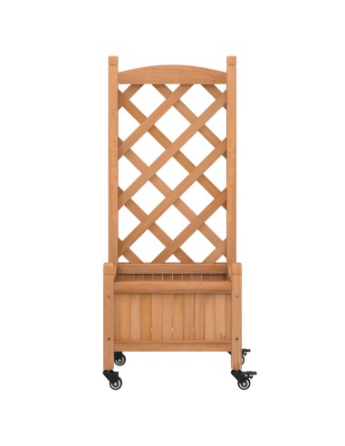 Кашпа с пергола и колелца, кафяво, масивна ела