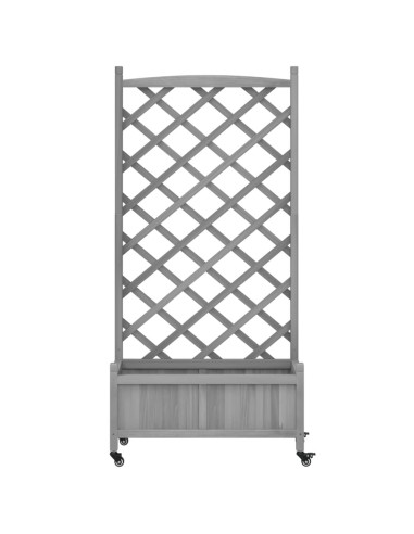 Кашпа с пергола и колелца, сиво, масивна ела