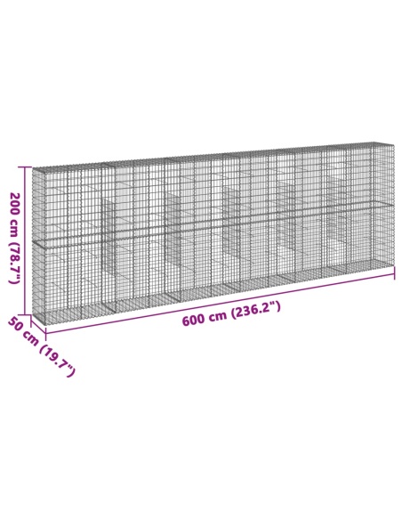 Габионна кошница с покритие, 600x50x200 см, поцинковано желязо