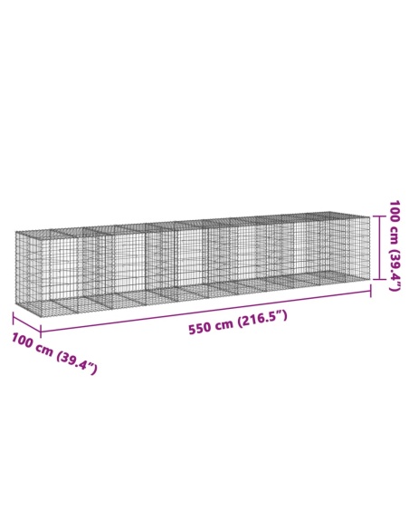 Габионна кошница с покритие, 550x100x100 см, поцинковано желязо