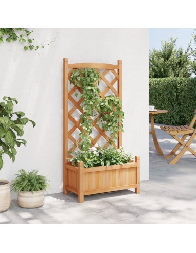 Кашпа с пергола, кафяво, масивна ела