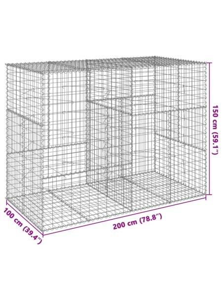 Габионна кошница с покритие, 200x100x150 см, поцинковано желязо