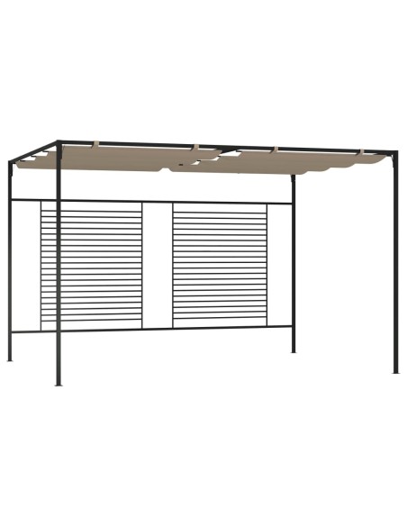Шатра с прибиращ се покрив, 3x4x2,3 м, сива, 180 г/м²