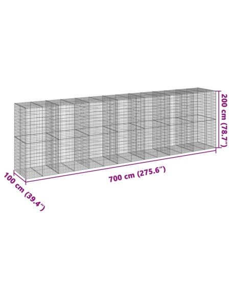 Габионна кошница с покритие, 700x100x200 см, поцинковано желязо