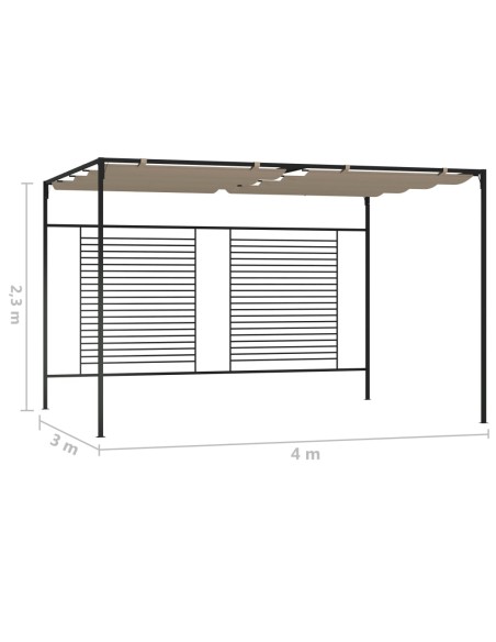 Шатра с прибиращ се покрив, 3x4x2,3 м, сива, 180 г/м²