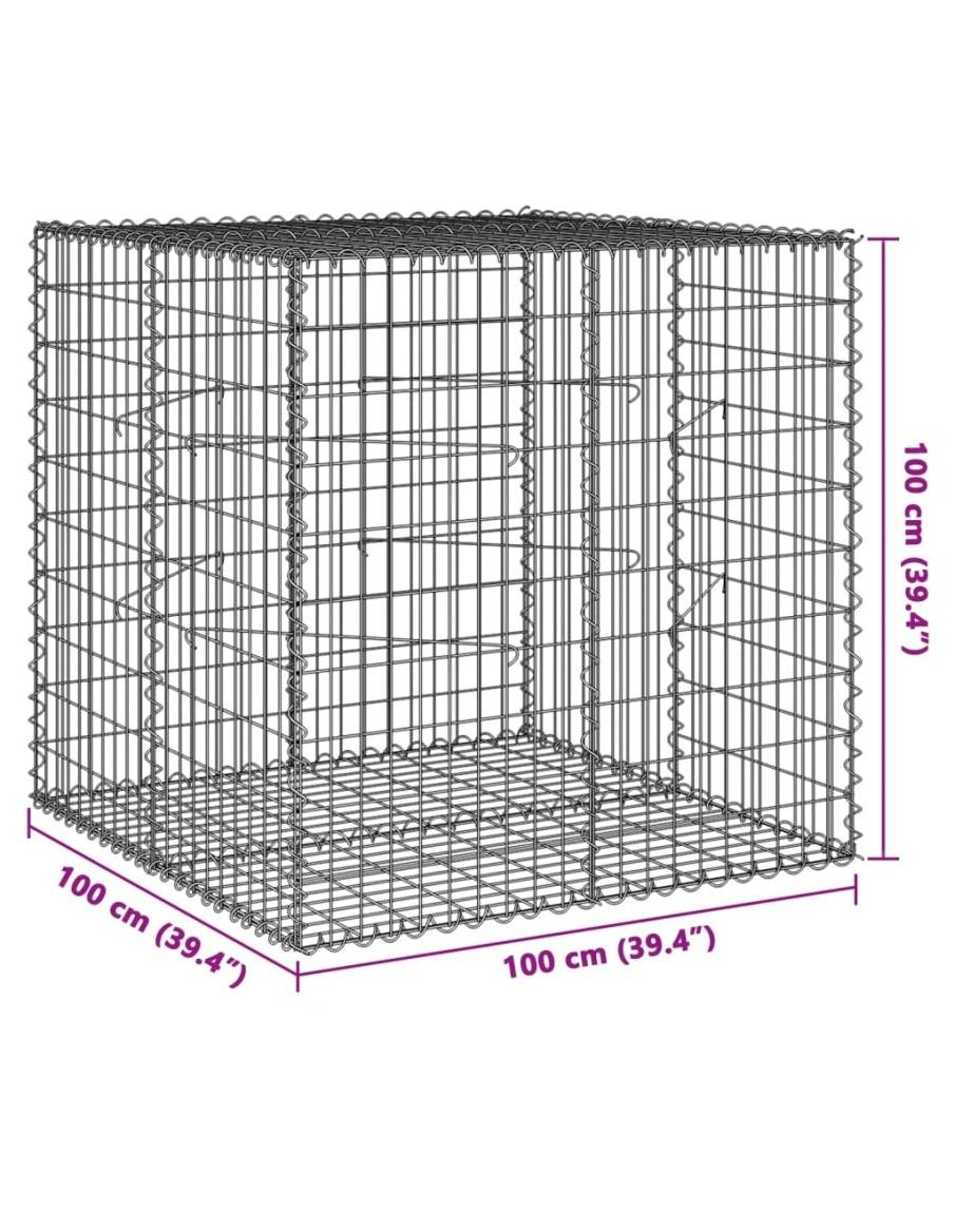 Габионна кошница с капак, 100x100x100 см, поцинковано желязо
