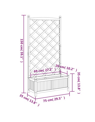 Кашпа с пергола, черно, масивна ела