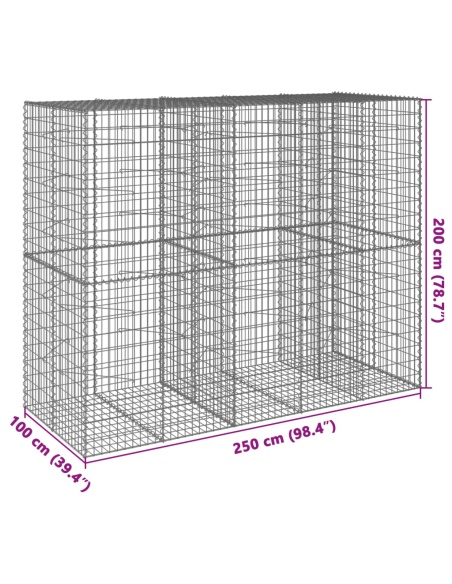 Габионна кошница с покритие, 250x100x200 см, поцинковано желязо