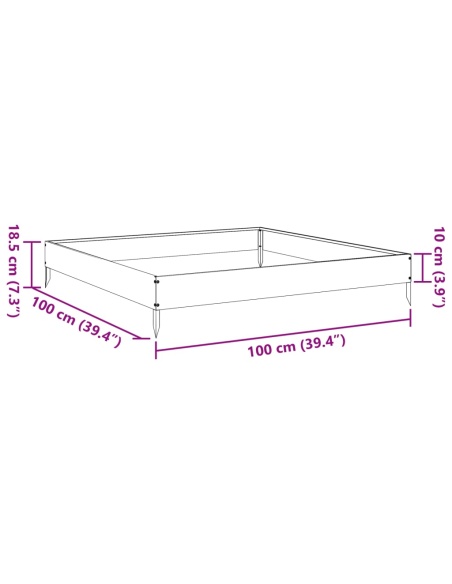 Градинска повдигната леха 100x100x18,5 см неръждаема стомана